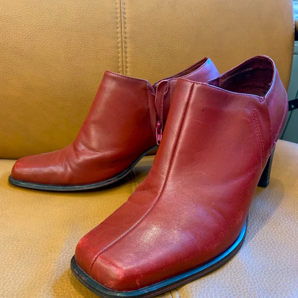 Red Leather Booties